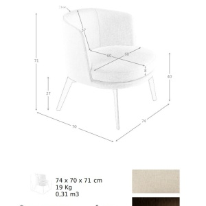 Fotoliu modern elegant Cream fabric - Img 3