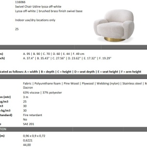 Fotoliu pivotant design elegant LUX Udine, lyssa off-white 116066 HZ - Img 6