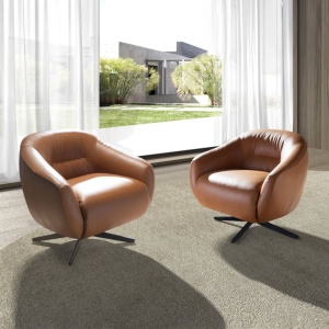 Fotoliu pivotant design LUX, Piele naturala, Cowhide maro - Img 8