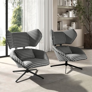 Fotoliu pivotant design LUX, Tesatura Alb-Negru, Armchair - Img 5