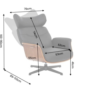Fotoliu pivotant, functie relax, piele sintetica si furnir de nuc VOGUE - Img 4
