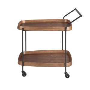Gheridon, Mini Bar cu roti pentru bauturi si sticle Walnut - Img 2
