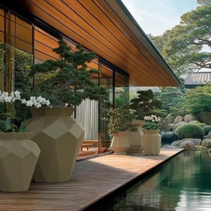 Ghiveci plante design decorativ modern exterior/interior ORIGAMI HANAMI 92x92x120cm - Img 2