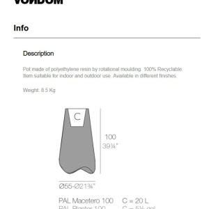 Ghiveci plante, flori design decorativ modern pentru amenajari interioare si exterioare, VLEK PLANTER 51014R Vondom - Img 3