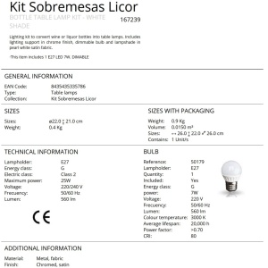 Kit iluminat / Lampa de masa decorativa Licor alba 211085 universul-luminii.ro