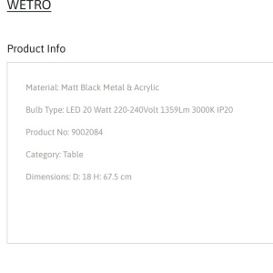 Lampa de masa LED moderna stil minimalist WETRO negru 152775 universul-luminii.ro