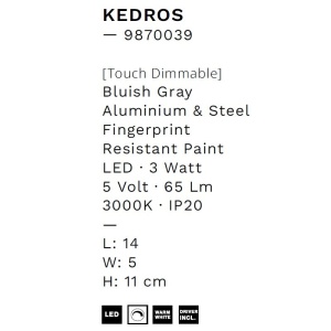 Lampa de masa LED portabila KEDROS gri 149935 universul-luminii.ro