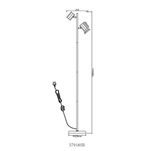 Lampa de podea cu 2 Spoturi metal negru JAMES 250675 universul-luminii.ro