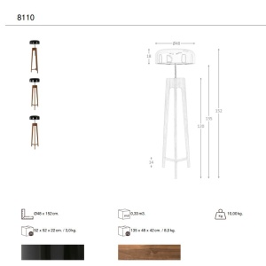 Lampa de podea cu trepied din lemn design modern LUX Walnut - Img 7