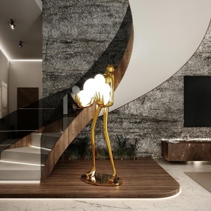 Lampa de podea decorativa cu design original Woman Premium auriu 238085 universul-luminii.ro