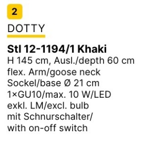 Lampa de podea flexibila cu spot GU10 DOTTY khaki - Img 8