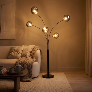 Lampa de podea moderna cu 5 globuri sticla fumurie LIQUID DIAMOND - Img 7
