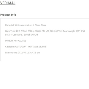 Lampa LED solara portabila iluminat exterior decorativ VERHAAL alba - Img 19