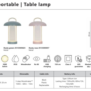 Lampa portabila cu Baterii, 3-step Moodmaker, Mirano roz 167555 universul-luminii.ro