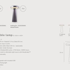 Lampa portabila LED exterior design modern, 3-step MOODMAKER, IP54, Arcello antracit 211905 universul-luminii.ro