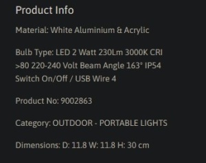 Lampa portabila LED exterior design modern IP54 Fumo alb 178345 universul-luminii.ro