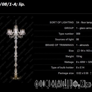 Lampadar 8 brate design LUX cristal Bohemia S41 009/08/1-A, lip. 92075 universul-luminii.ro