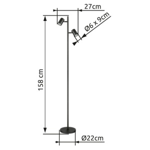 Lampadar cu 2 Spoturi directionabile JAMES gri 240155 universul-luminii.ro