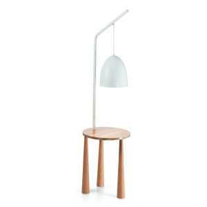 Lampadar cu suport din lemn, masuta cu 3 picioare PIANO PT1 BIANCO 138282