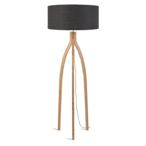 Lampadar cu trepied, realizat din materiale naturale, durabile si ecologice, Annapurna gri inchis