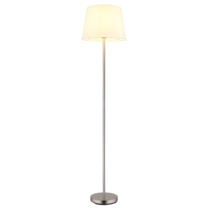 Lampadar de podea metal nickel abajur textil alb JORIS - Img 2