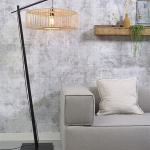 Lampadar eco din bambus Bromo L negru/ natur, 60x18cm 90215 universul-luminii.ro