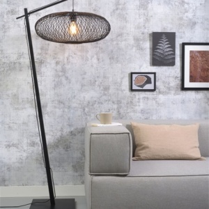 Lampadar eco din bambus Cango negru, 60x25cm 91005 universul-luminii.ro