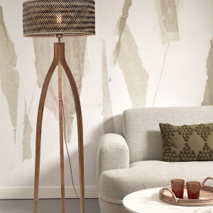 Lampadar eco din bambus Java 3-legs 50x22, natur/ negru 231965 universul-luminii.ro