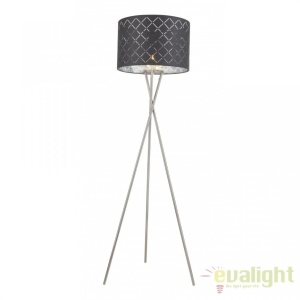 Lampadar elegant cu abajur din tesatura gri cu argintiu, Kidal 15228S1 GL