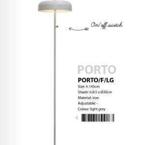 Lampadar/Lampa de podea din metal Porto gri 224135 universul-luminii.ro