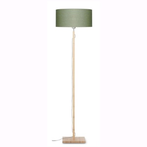 Lampadar modern cu baza din lemn si abajur textil FUJI, verde FUJI/F/4723/GF