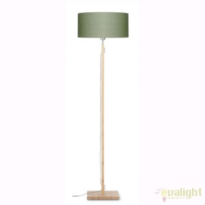 Lampadar modern cu baza din lemn si abajur textil FUJI, verde FUJI/F/4723/GF