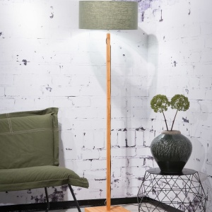 Lampadar modern cu baza din lemn si abajur textil FUJI, verde FUJI/F/4723/GF 56715 universul-luminii.ro