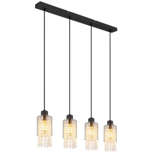 Lustra 4L design modern Backey negru, fumuriu