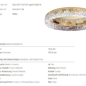 Lustra aplicata cristal Schöler design modern de lux Ring 107cm gold 221385 universul-luminii.ro