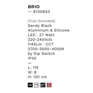 Lustra BRIO neagra liniara cu iluminat LED CCT 248255 universul-luminii.ro