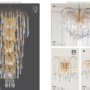 Lustra cristal casa scarii design LUX Waterfall gold 13L 110445 universul-luminii.ro
