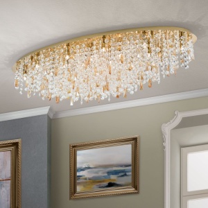 Lustra cristal K9 design elegant de lux CRYSTALRIVER aurie 156535 universul-luminii.ro
