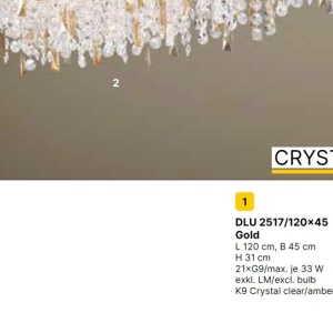 Lustra cristal K9 design elegant de lux CRYSTALRIVER aurie 234785 universul-luminii.ro