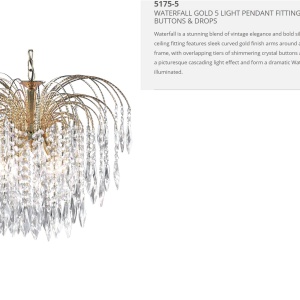 Lustra cristal suspendata design elegant Waterfall gold 5L 5175-5 SRT 181105 universul-luminii.ro