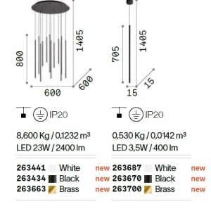 Lustra cu 12 pendule LED design tubular FILO SP12 NERO 101025 universul-luminii.ro