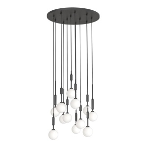 Lustra cu 12 pendule pentru tavane inalte, hol, casa scarii Ero XII neagra 60 - Img 3