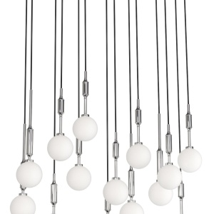 Lustra cu 14 pendule Ero XIV Crom 80x25 - Img 2