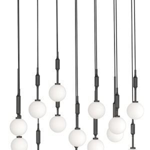 Lustra cu 14 pendule Ero XIV Negru 80x25 - Img 2