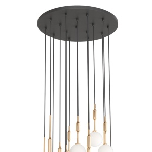 Lustra cu 16 pendule pentru tavane inalte, hol, casa scarii Ero XVI Auriu 60 - Img 4