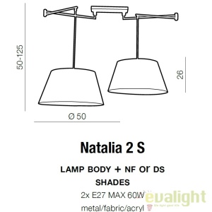 Lustra cu 2 pendule directionabile NATALIA 2S BK 176505 universul-luminii.ro