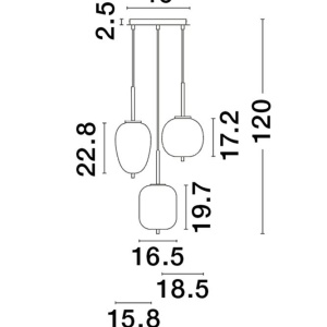 Lustra cu 3 Pendule design modern LATO auriu, fumuriu 134675 universul-luminii.ro
