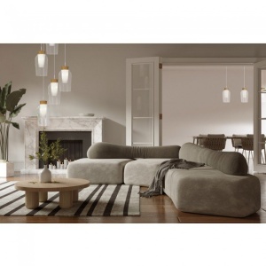 Lustra cu 3 pendule design modern Nora alb/ lemn 220305 universul-luminii.ro
