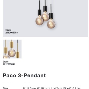 Lustra cu 3 pendule design modern PACO alama 2112063035 NL 197135 universul-luminii.ro