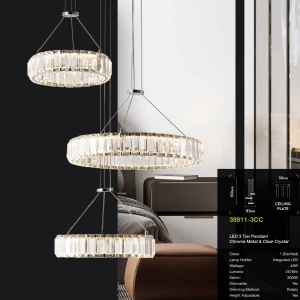 Lustra cu 3 pendule LED design elegant Tier 88735 universul-luminii.ro